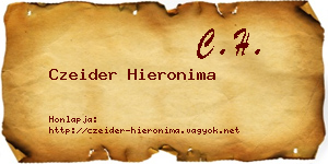Czeider Hieronima névjegykártya